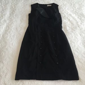 Leather lapel and button dress